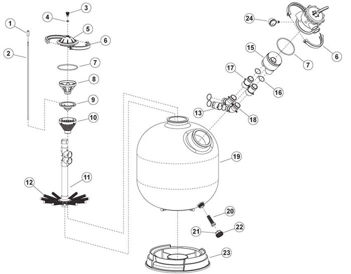 Waterway SmartClean Sand Filter Side Mount Model