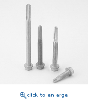 Elco Construction Products EDC846-I #12-24 x 1-1/2" #4.5 Drilit Point 5/16" Hex Washer Head Silver Stalgard Coating Decking Fasteners and Drill Screws for Steel Thicknesses of .175" to .500" Import (2,500/Box)
