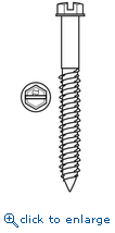 Elco Construction Products ELD205 1/4"-15 x 2-1/4" 5/16" Slotted Hex Washer Head White Stalgard Coating UltraCon Masonry Fastening System (1,500/Box)