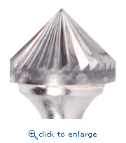 Pearl Abrasive 881215 CBSK7NF 3/4" x 3/8" x 1/4" Premium Aluminum Cut Carbide Bur SK-7 NF - 90 Cone (1/Box)