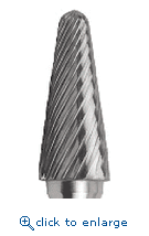Pearl Abrasive 881216 CBSL1NF 1/4" x 5/8" x 1/4" Premium Aluminum Cut Carbide Bur SL-1 NF - Conical Ball Nose (1/Box)