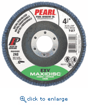 Pearl Abrasive MAX456Z9EH 4-1/2 x 5/8-11 EXV&trade; Zirconia Maxidisc&trade; Flap Discs for Metal/Stainless Steel, Type 29 Shape, Z60 Grit, 10/Box