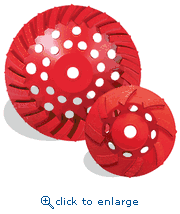 Pearl Abrasive PV05CSEH 5 x 5-8/11 P2 Pro-V&trade; Concrete & Masonry Swirl Cup Wheel, 9 Segments