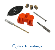 Simpson Strong-Tie EB316WDR100 3/4" Decking Thickness 3/16" Spacing Black Polypropylene EB-TY Premium Hidden Deck Fasteners - (100) EB-TY Premium biscuits, (115) #7 x 2-1/4" Type 305 Stainless Steel Screws, (6) Ip wood plugs, (1) EB-GUIDE predrilling tool, (1) 1/8" quick-release impact-ready drill bit, (1) T-15 6-lobe driver bit