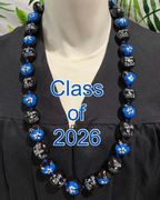 Hawaiian Kukui Nut Graduation Lei- "Class of 2026" Blue Hibiscus-Custom Lei