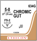 Ethicon Chromic Gut 5-0, 27" FS-2 Needle (634G)