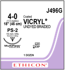 Ethicon Coated VICRYL Suture 4-0, 18" PS-2 (J496G)