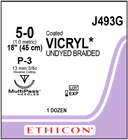 Ethicon Coated VICRYL Suture 5-0, 18" P-3 (J493G)