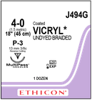 Ethicon Coated VICRYL Suture 4-0, 18" P-3 (J494G)