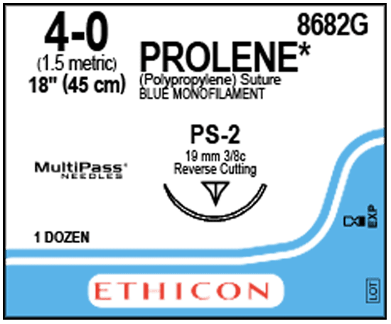 Ethicon Prolene Suture Blue Monofilament 4-0, 18