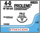 Ethicon Prolene Suture Blue Monofilament 4‑0, 18" PS-2 Needle (8682G)