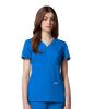 Grey's Anatomy 4153 Womens 3 Pocket Mock Wrap Top with Logo- Royal