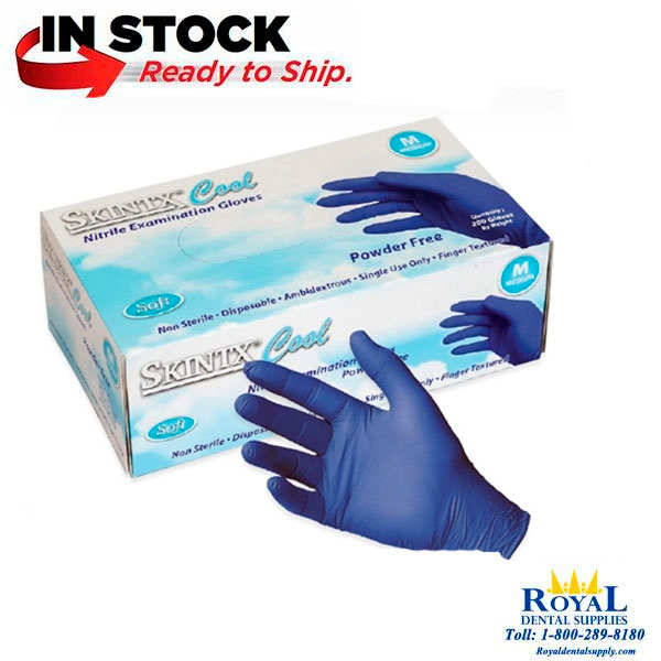 SKINTX Cool Blue, Soft Nitrile Exam PowderFree Gloves 200/Box
