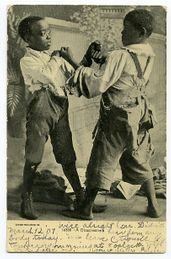 1907 Boxing AFRICAN-AMERICAN BOYS Vintage Postcard GREAT IMAGE! 