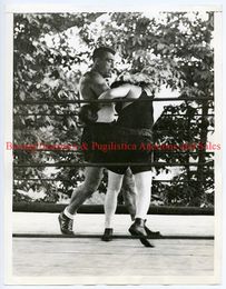 1933 Boxing PRIMO CARNERA SPARRING Vintage Photograph POMPTON LAKES, NEW JERSEY