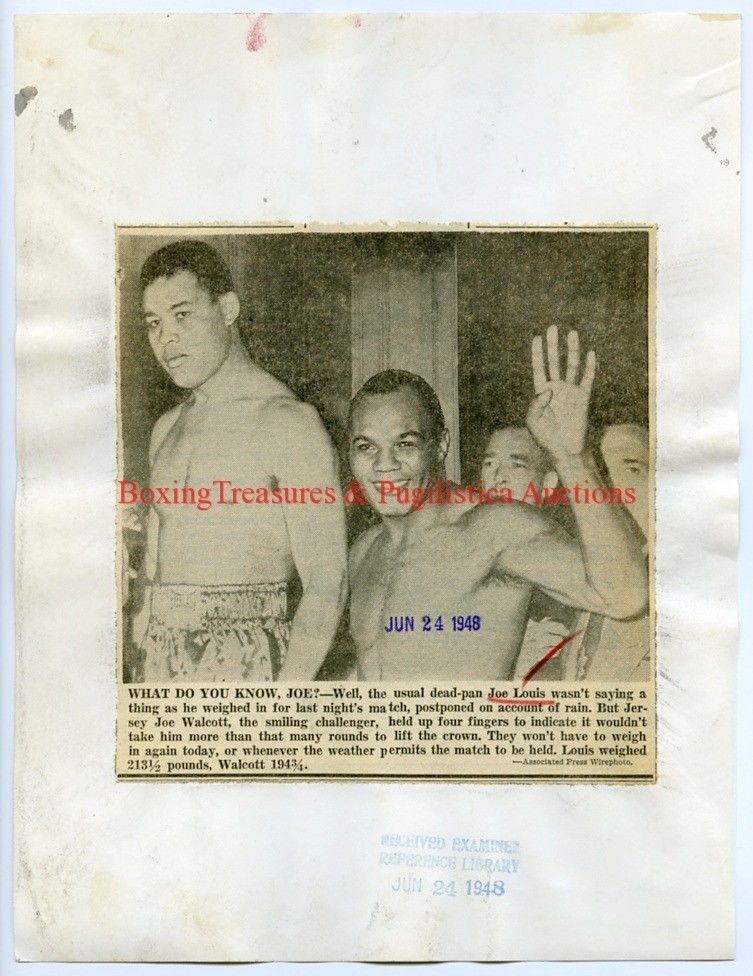 1948 Boxing JOE LOUIS vs JERSEY JOE WALCOTT Vintage Photograph WEIGHIN