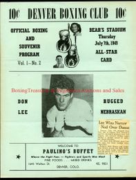 1949 DON LEE vs JOE DANOS On-Site Boxing Program DENVER, COLORADO