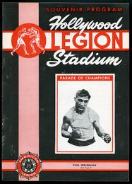1949 Hollywood Legion Stadium Boxing Program - Art Aragon vs. Tony Chavez - Paul Berlenbach on Cover
