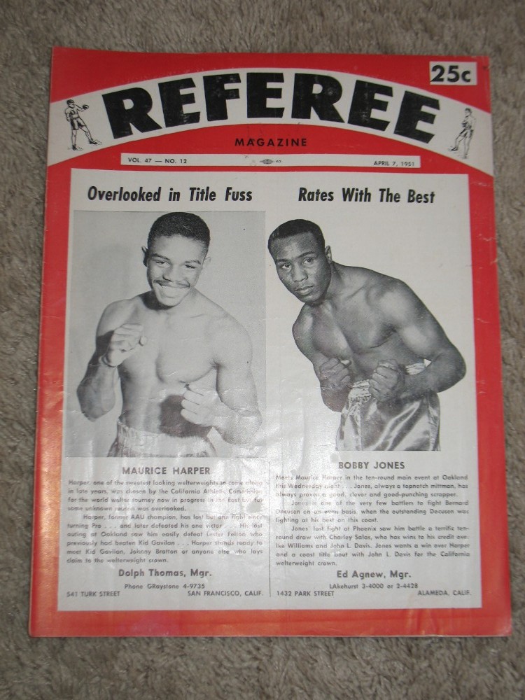 1951 April 7th MAURICE HARPER vs BOBBY JONES Boxing REFEREE Program