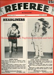 1952 August 2nd MARIO TRIGO vs RAMON FUENTES, ARCHIE WHITEWATER vs CASANOVA PACHECO Vintage Boxing Program Magazine REFEREE
