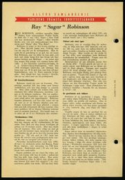 1952 SUGAR RAY ROBINSON Swedish Supplement - "The World's Top Sports Stars" Allers Collectible Series