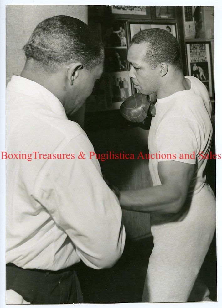 1957 Boxing BOB SATTERFIELD & Trainer KID CARSON Vintage Photograph