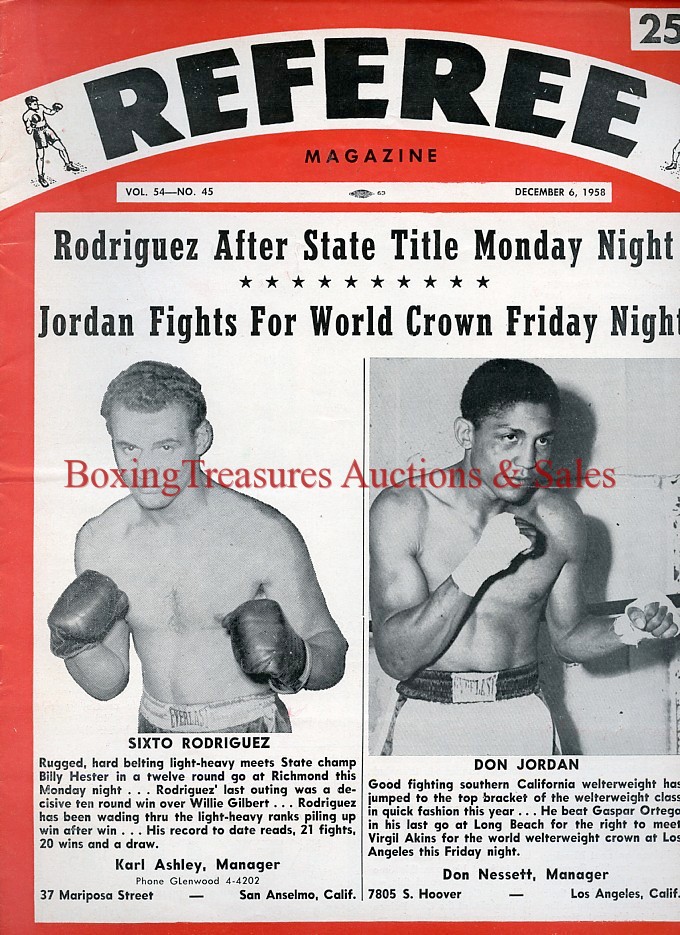 1958 December 6th SIXTO RODRIGUEZ vs BILLY HESTER & DON JORDAN vs
