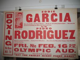 1962 EDDIE GARCIA vs PEDRO RODRIGUEZ Vintage On-Site Boxing Poster OLYMPIC AUDITORIUM, LOS ANGELES