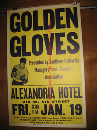 1962 GOLDEN GLOVES Vintage Boxing Fight Poster LOS ANGELES, CA Alexandria Hotel