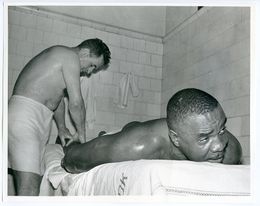 1963 Boxing SONNY LISTON Vintage Photograph COPENHAGEN, DENMARK Rubdown