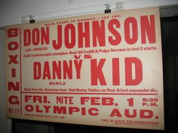 1963 DANNY KID vs DON JOHNSON Vintage On-Site Boxing Poster LOS ANGELES, CA Olympic Auditorium