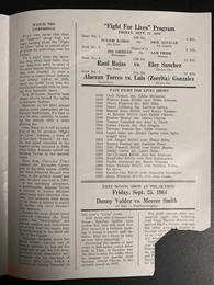 1964 RAUL ROJAS vs ELOY SANCHEZ Onsite Boxing Program OLYMPIC AUDITORIUM