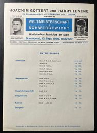 1966 MUHAMMAD ALI vs KARL MILDENBERGER Vintage Boxing Ticket Pricing Form Sheet FRANKFURT, GERMANY