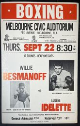 1966 WILLI BESMANOFF vs GENE IDELETTE Vintage Onsite Boxing Poster 14x22 Melbourne, Florida CIVIC AUDITORIUM