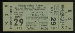 1967 BENNIE BRISCOE vs BOBBY WARTHEN On-Site Boxing Ticket PHILADELPHIA, PA