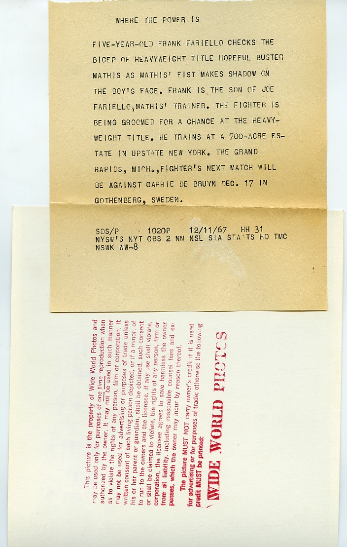 1967 Boxing BUSTER MATHIS Vintage Photograph HEAVYWEIGHT CONTENDER