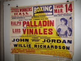 1968 RALPH PALLADIN vs LUIS VINALES Vintage On-Site Boxing Poster BALTIMORE, MD
