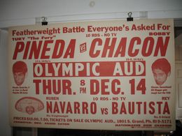1972 BOBBY CHACON vs ARTURO PINEDA Vintage On-Site Boxing Poster THE OLYMPIC AUDITORIUM, LOS ANGELES