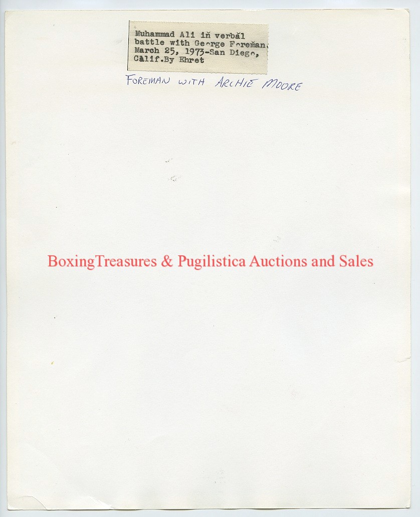 1973 Boxing FOREMAN & ARCHIE MOORE Vintage Photograph SAN DIEGO, CA