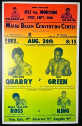 1976 "IRISH" MIKE QUARRY vs TONY GREENE Vintage Onsite Boxing Poster 14x22 Miami Beach, Florida NAT KING vs EDGAR ROSS, MUHAMMAD ALI vs KEN NORTON 1976 "IRISH" MIKE QUARRY vs TONY GREENE Vintage Onsite Boxing Poster 14x22 Miami Beach, Florida NAT KING vs EDGAR ROSS, MUHAMMAD ALI vs KEN NORTON