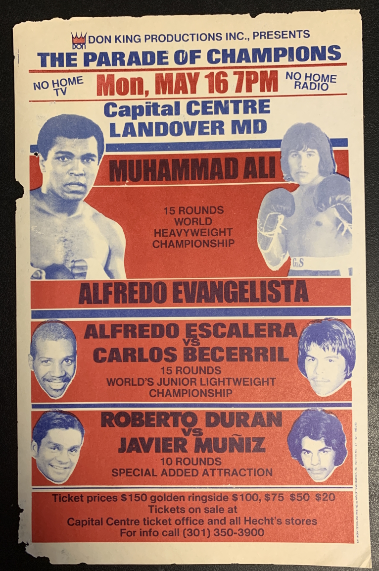 1977 MUHAMMAD ALI vs ALFREDO EVANGELISTA and ROBERTO DURAN vs JAVIER