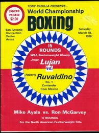 1978 JORGE LUJAN vs ROBERTO RUBALDINO Boxing Program WORLD BANTAMWEIGHT TITLE