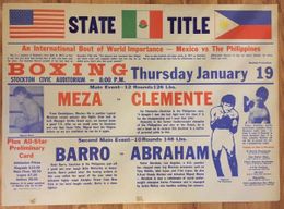  1978 MIGUEL MEZA vs FEL CLEMENTE Vintage Boxing Poster MEXICO vs PHILIPPINES Carlos Palomino Appearance