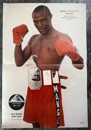 1979 SIPHO MANGE "PLAYBOY" Rarer Vintage South African Supplement Poster 14x21 BOXING BEAT "Old Buck Dry Gin"