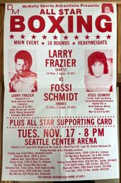 1981 LARRY FRAZIER vs FOSSIE SCHMIDT Vintage Boxing Poster 14x22 SEATTLE, WASHINGTON