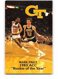 1983-84 MARK PRICE NCAA Basketball Schedule Card GEORGIA TECH YELLOW JACKETS