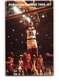 1986-87 DEPAUL BLUE DEMONS NCAA Basketball Schedule Card DALLAS COMEGYS