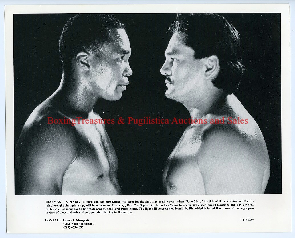 1989 Boxing SUGAR RAY LEONARD vs ROBERTO DURAN III Vintage Publicity Photograph