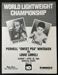 1989 PERNELL WHITAKER vs LOUIE LOMELI Boxing Program NORFOLK, VIRGINIA Lightweight Title Fight