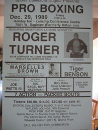 1989 ROGER TURNER vs HARDY JONES Vintage On-Site Boxing Poster LANSING, MICHIGAN